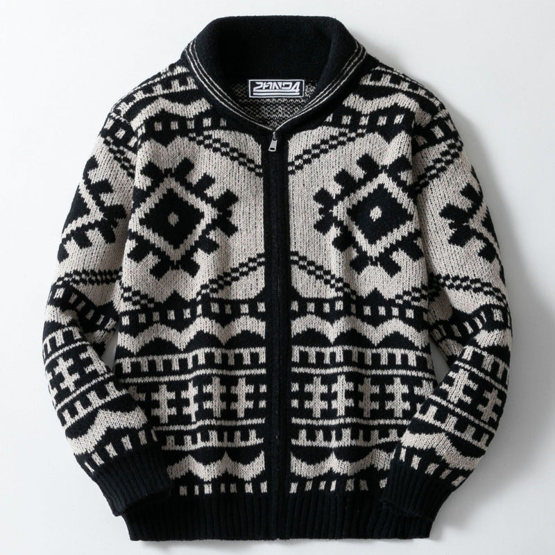 Cevori Stylish Design Geometric Pattern Cardigan