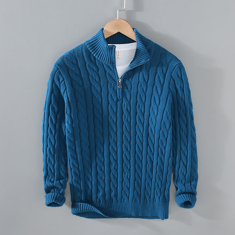 Cevori Classic Design Cable Knit Half-Zip Jumper