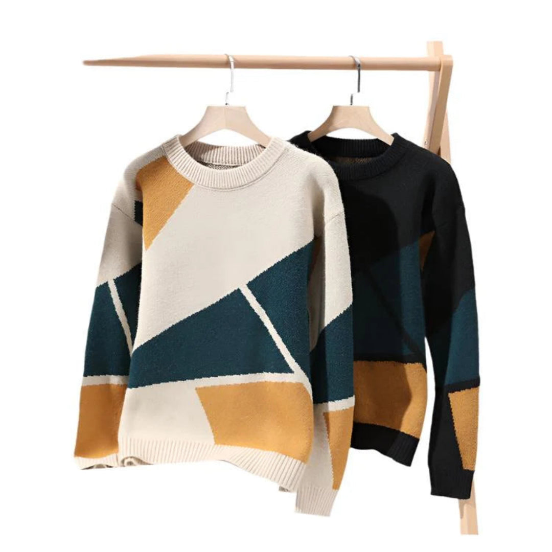 Cevori Geometric Pattern Knitted Jumper