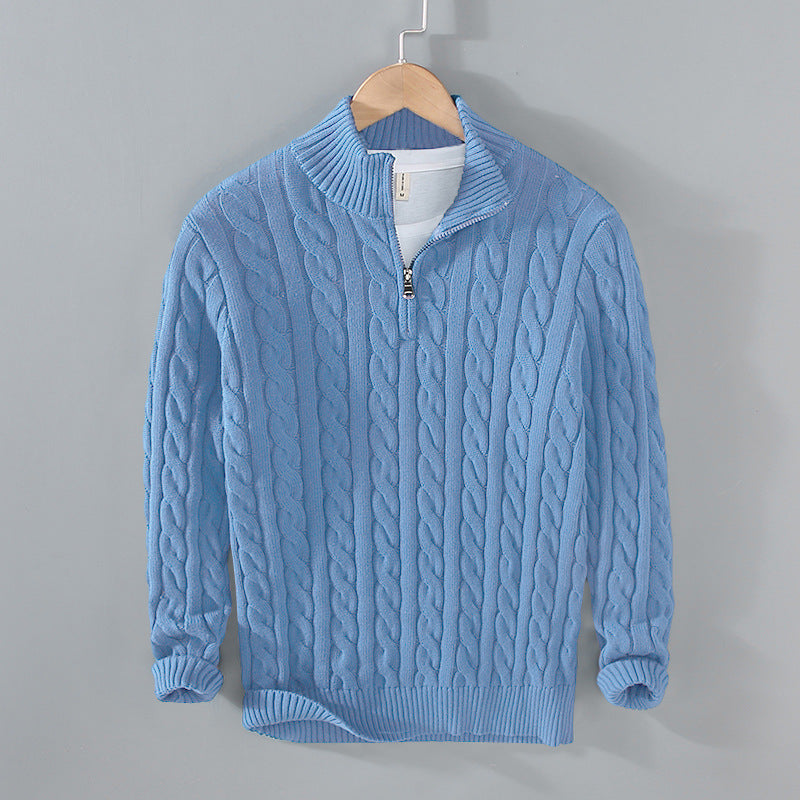 Cevori Classic Design Cable Knit Half-Zip Jumper