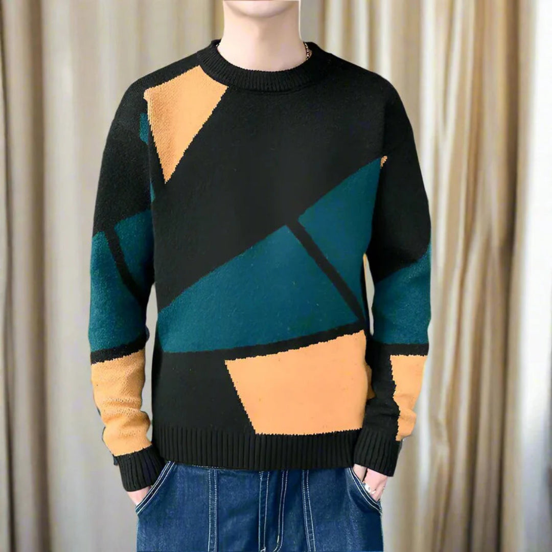 Cevori Geometric Pattern Knitted Jumper