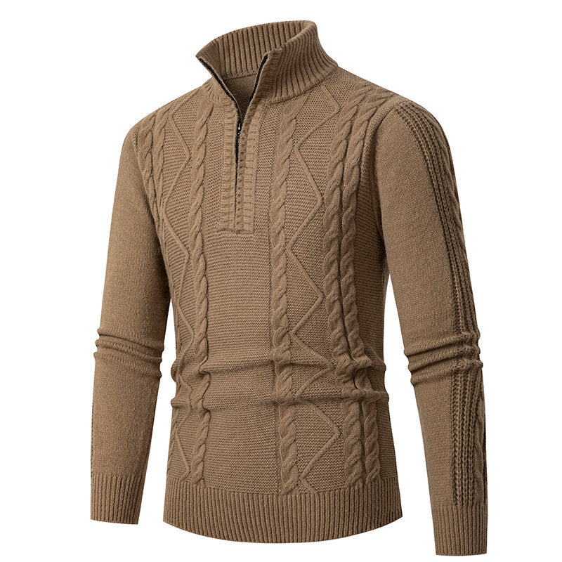 Cevori Cable Knit Design High Collar Knitted Jumper