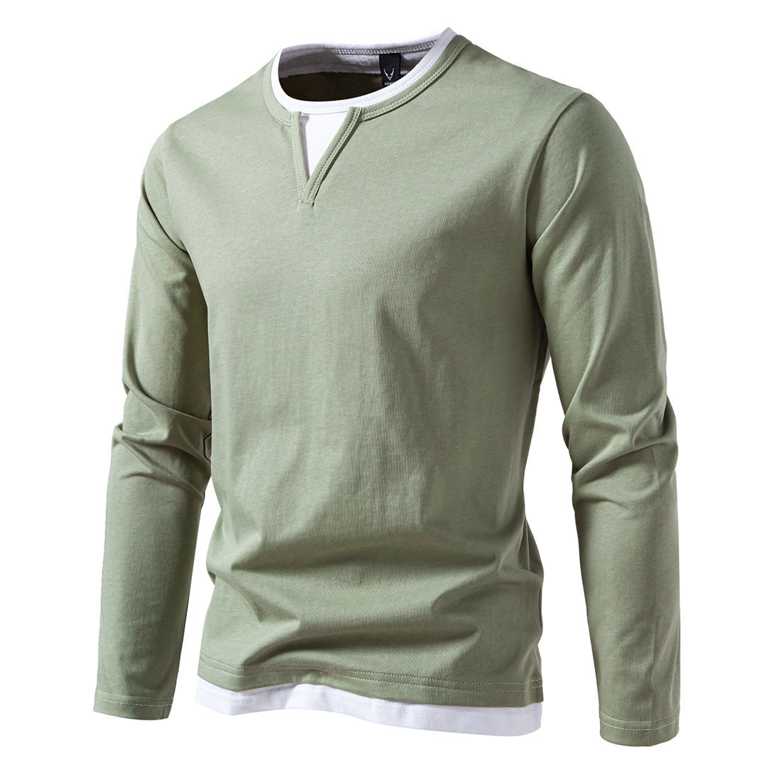 Cevori Long-Sleeve V-Neck Shirt with Layering Details