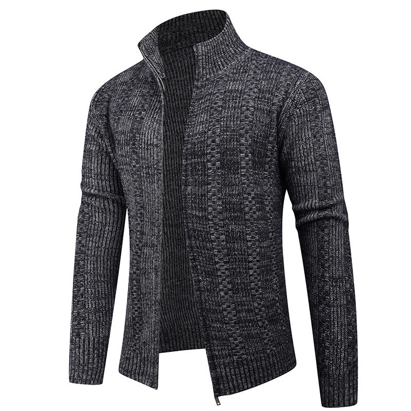 Cevori High Collar Textured Cardigan