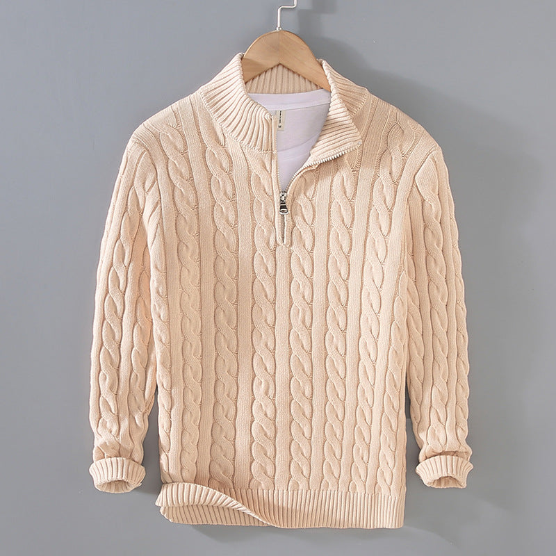 Cevori Classic Design Cable Knit Half-Zip Jumper