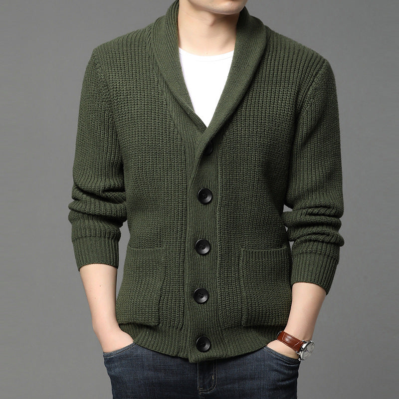 Cevori Shawl Collar Knitted Fabric Cardigan