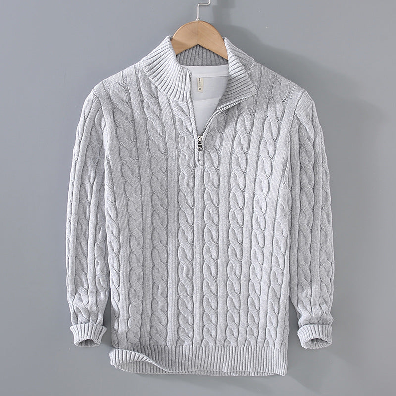 Cevori Classic Design Cable Knit Half-Zip Jumper