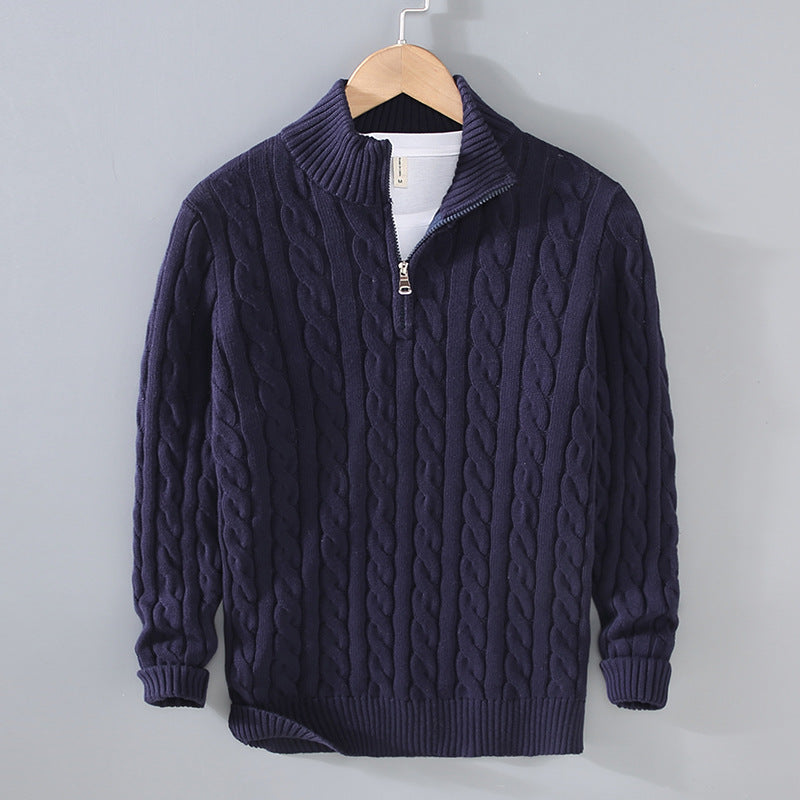 Cevori Classic Design Cable Knit Half-Zip Jumper