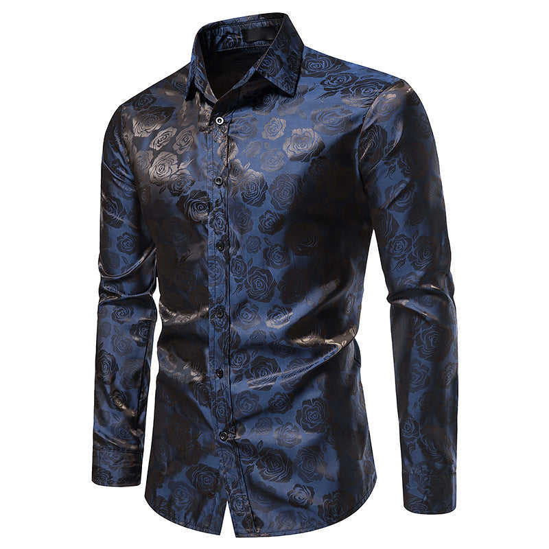 Cevori Floral Embossed Shirt with Elegant Sheen