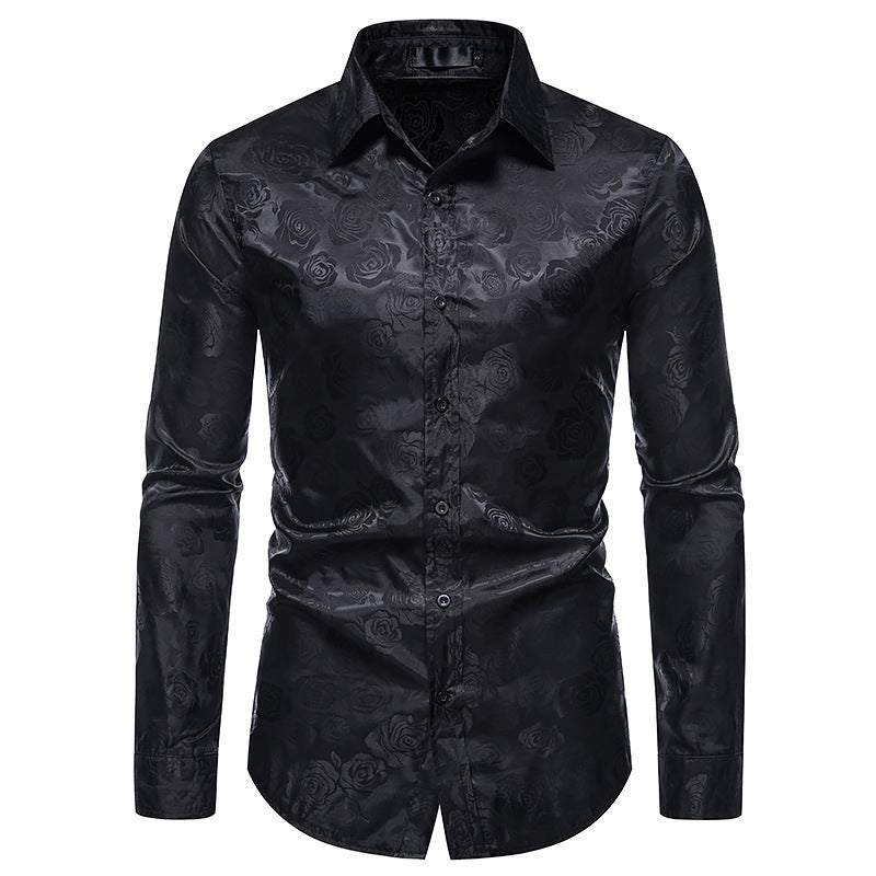 Cevori Floral Embossed Shirt with Elegant Sheen