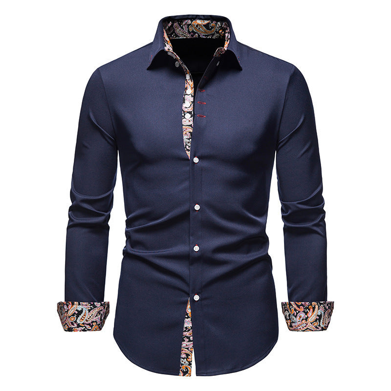 Cevori Modern Paisley Design Long-Sleeved Shirt