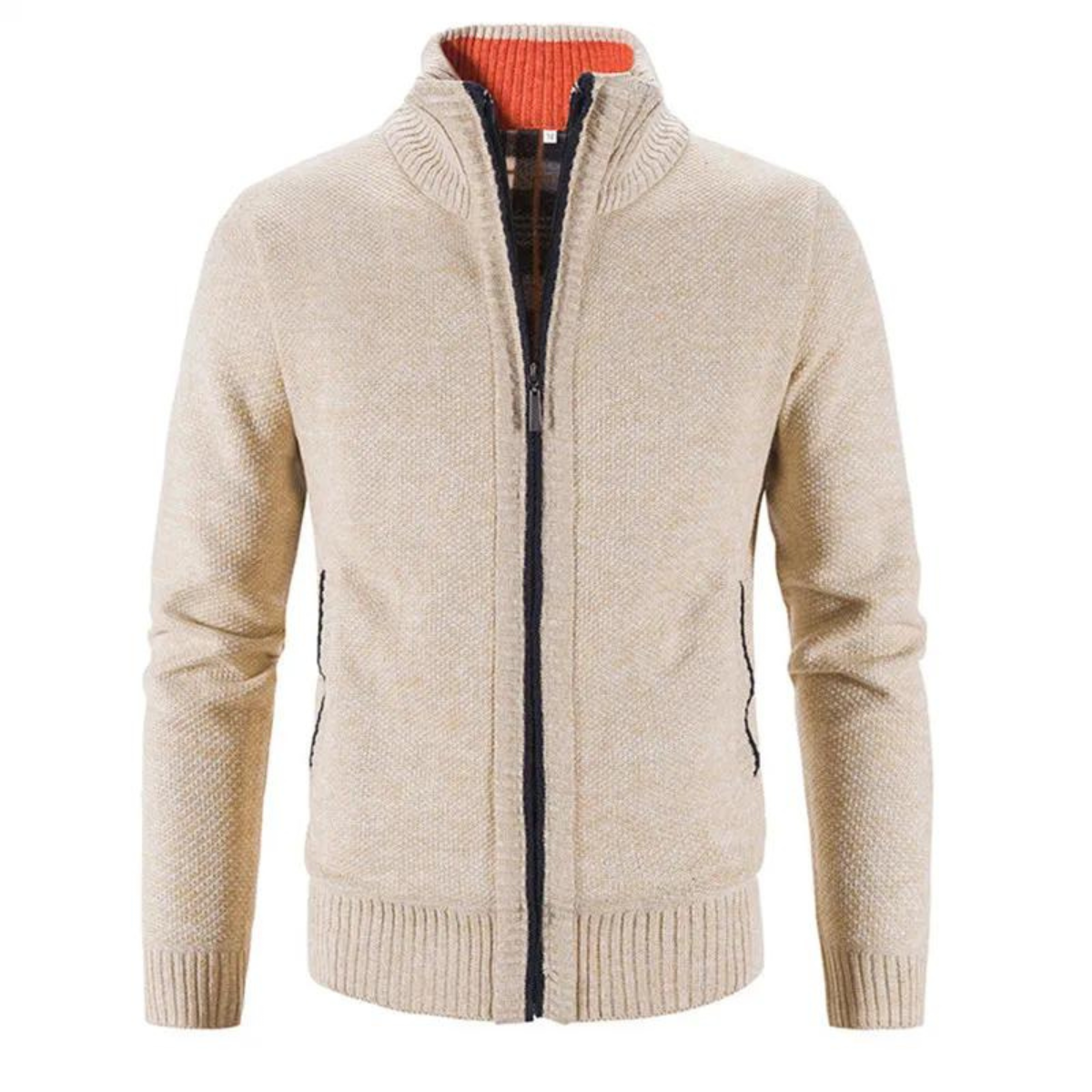 Cevori Structured Mock Neck Style Zip-Up Cardigan