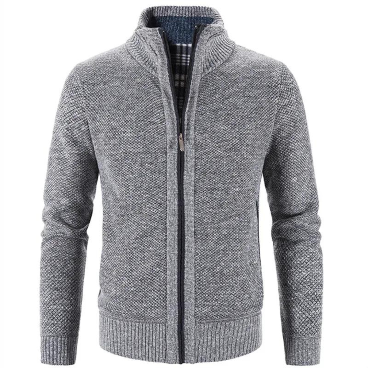 Cevori Structured Mock Neck Style Zip-Up Cardigan