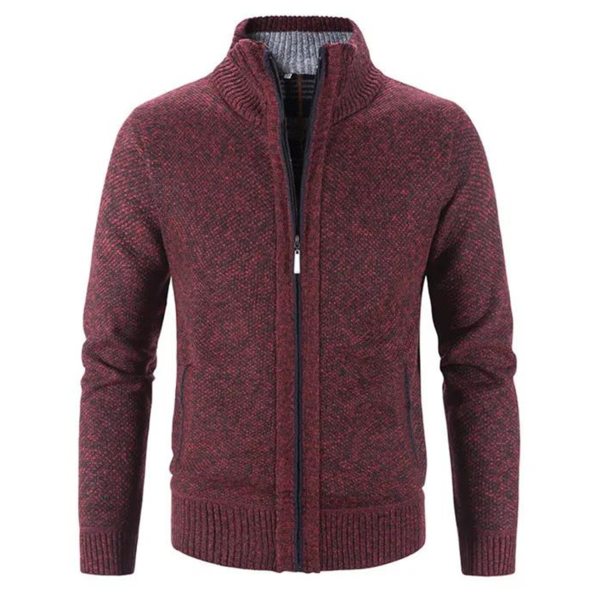 Cevori Structured Mock Neck Style Zip-Up Cardigan