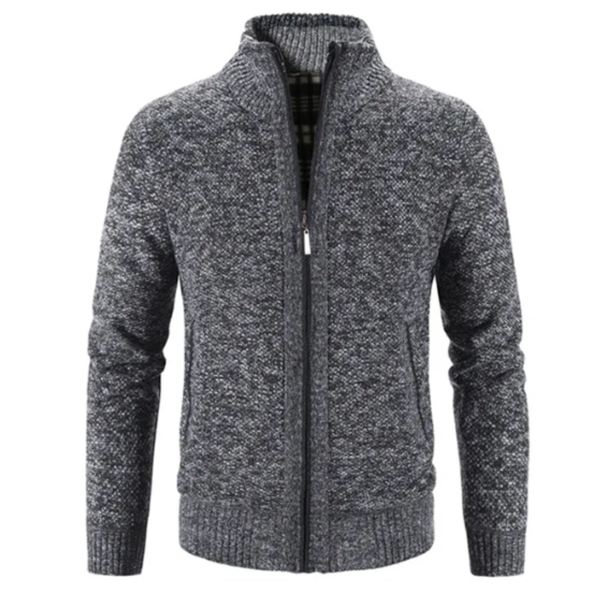 Cevori Structured Mock Neck Style Zip-Up Cardigan