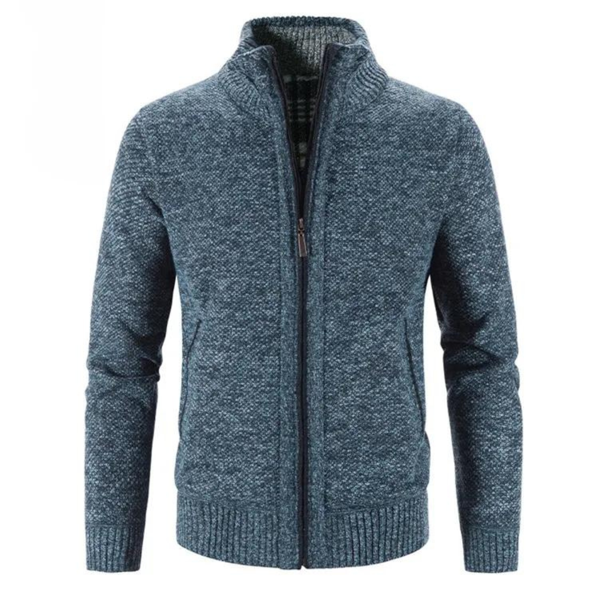 Cevori Structured Mock Neck Style Zip-Up Cardigan