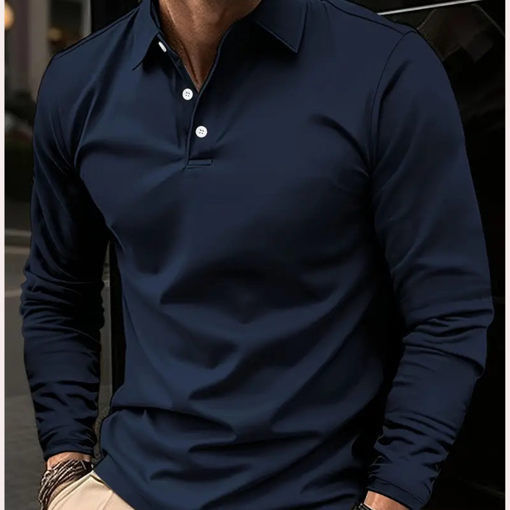 Cevori Slim Fit Long Sleeve Polo Shirt