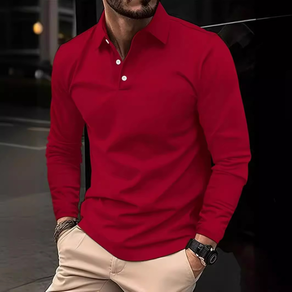 Cevori Slim Fit Long Sleeve Polo Shirt