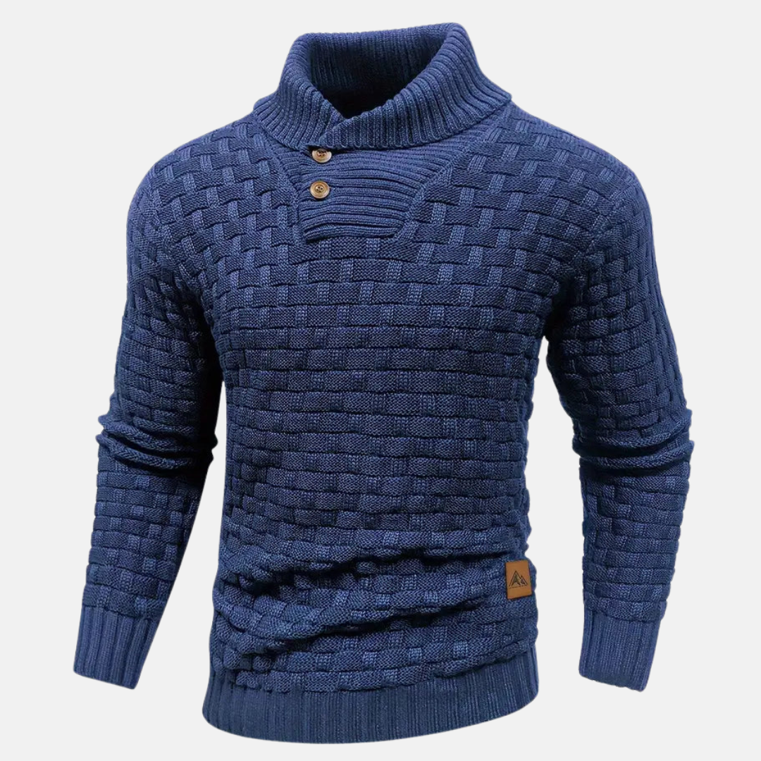 Cevori Shawl Collar Textured Knit Jumper