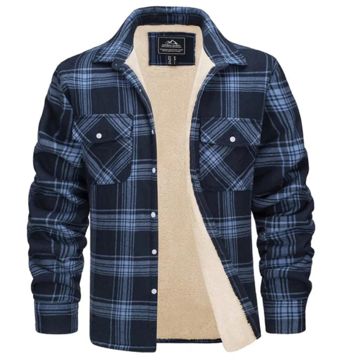 Cevori Sherpa-Lined Flannel Shirt Jacket - Durable Fabric