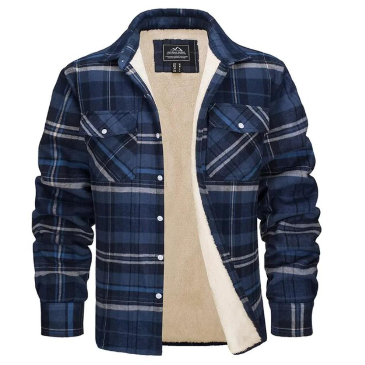 Cevori Sherpa-Lined Flannel Shirt Jacket - Durable Fabric