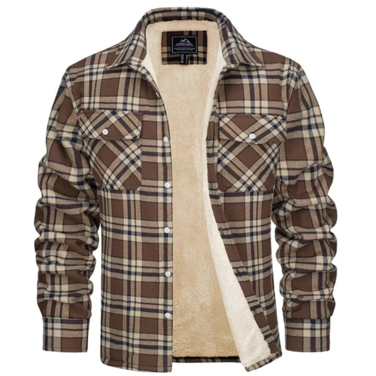 Cevori Sherpa-Lined Flannel Shirt Jacket - Durable Fabric