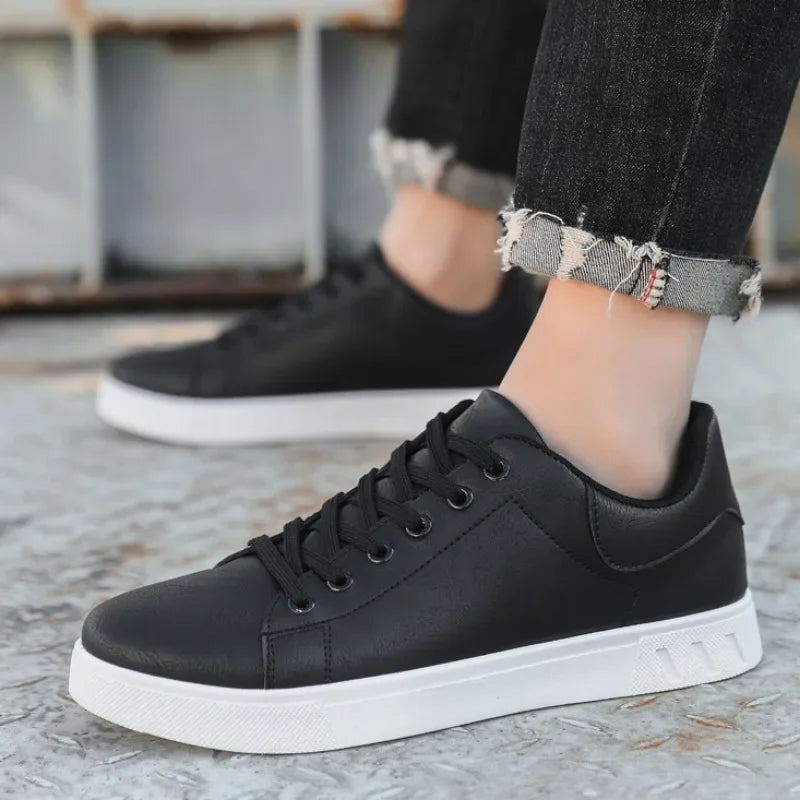 Cevori Casual Lace-Up Leather Sneakers