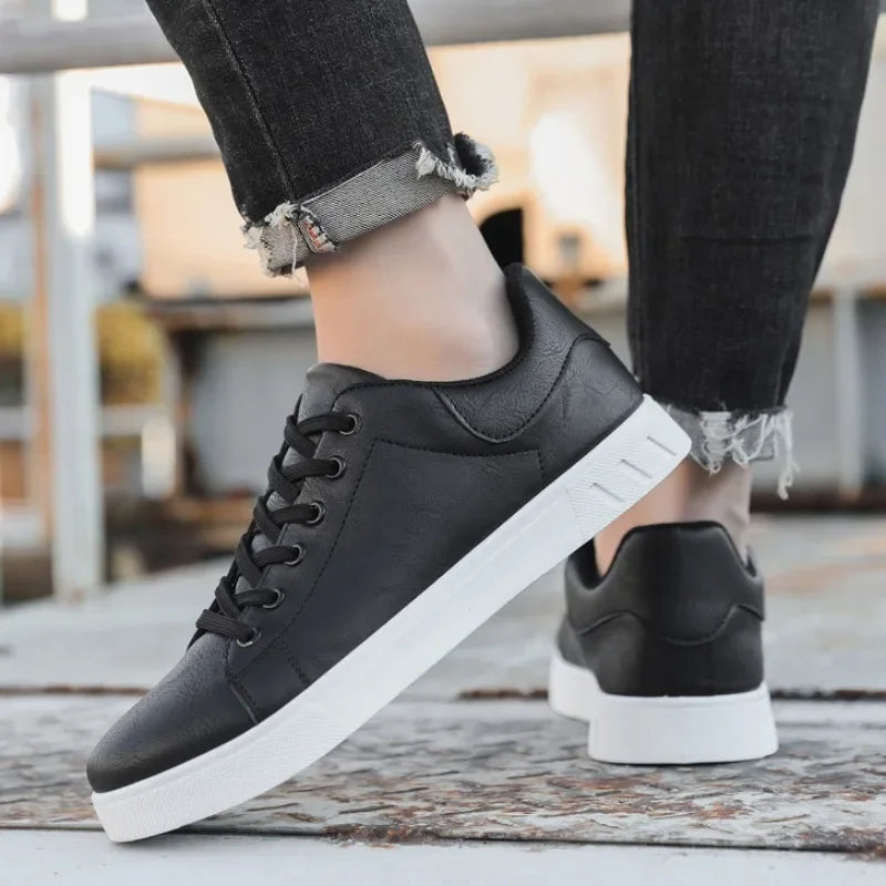 Cevori Casual Lace-Up Leather Sneakers