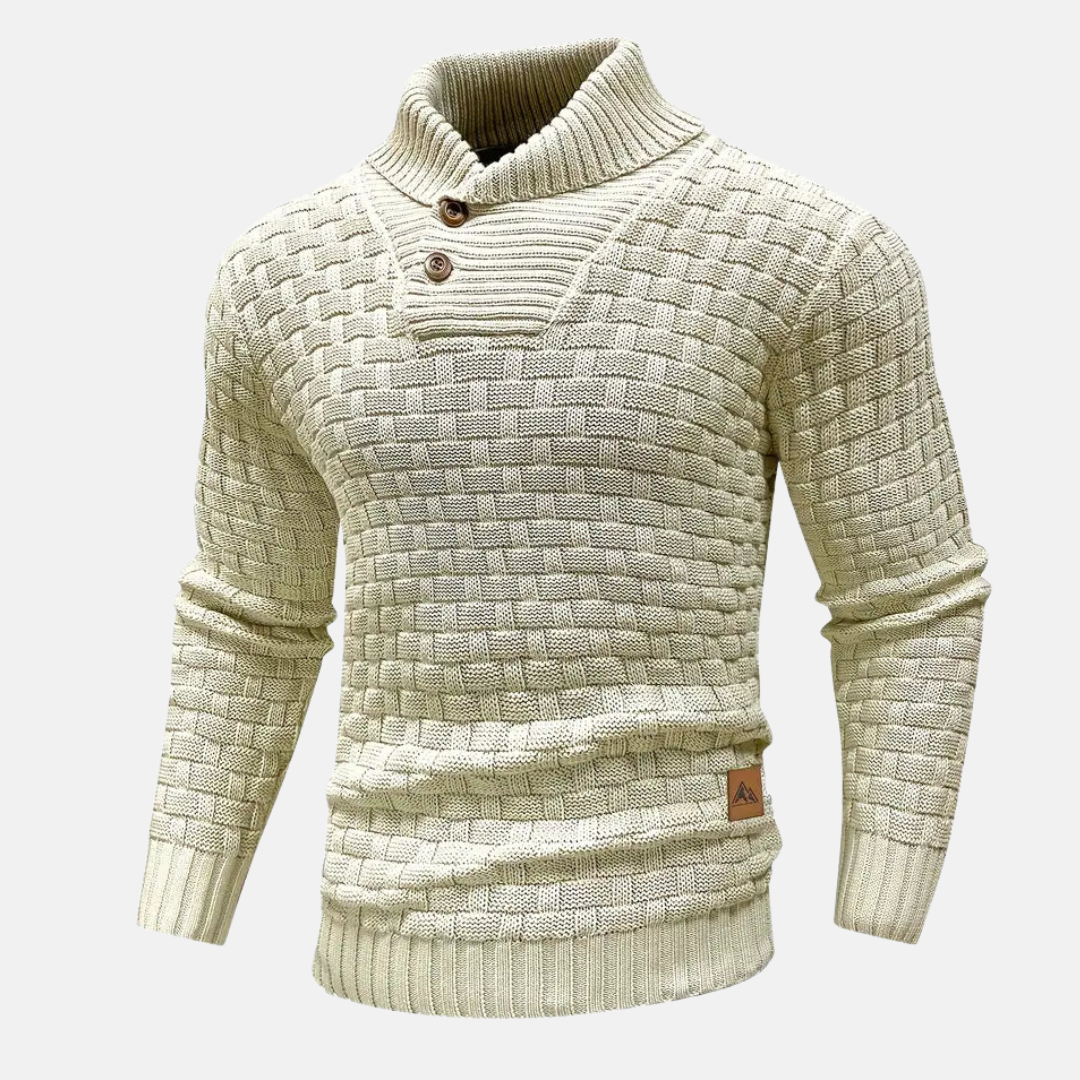Cevori Shawl Collar Textured Knit Jumper