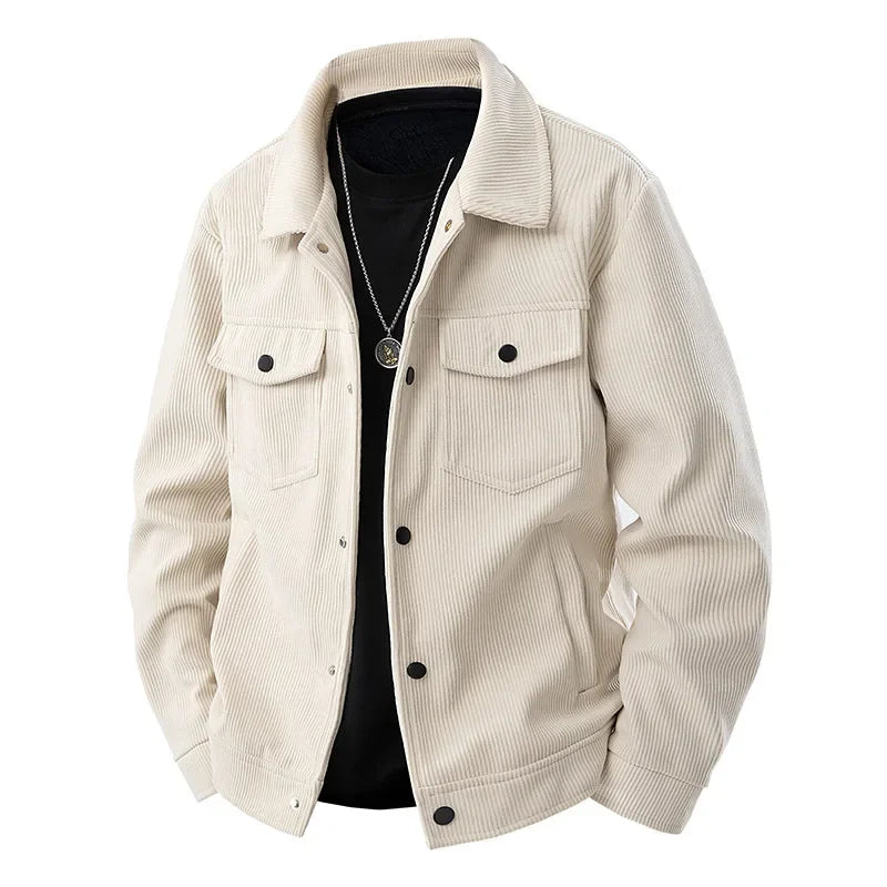 Cevori Button-Front Jacket with Shirt Collar & Pockets