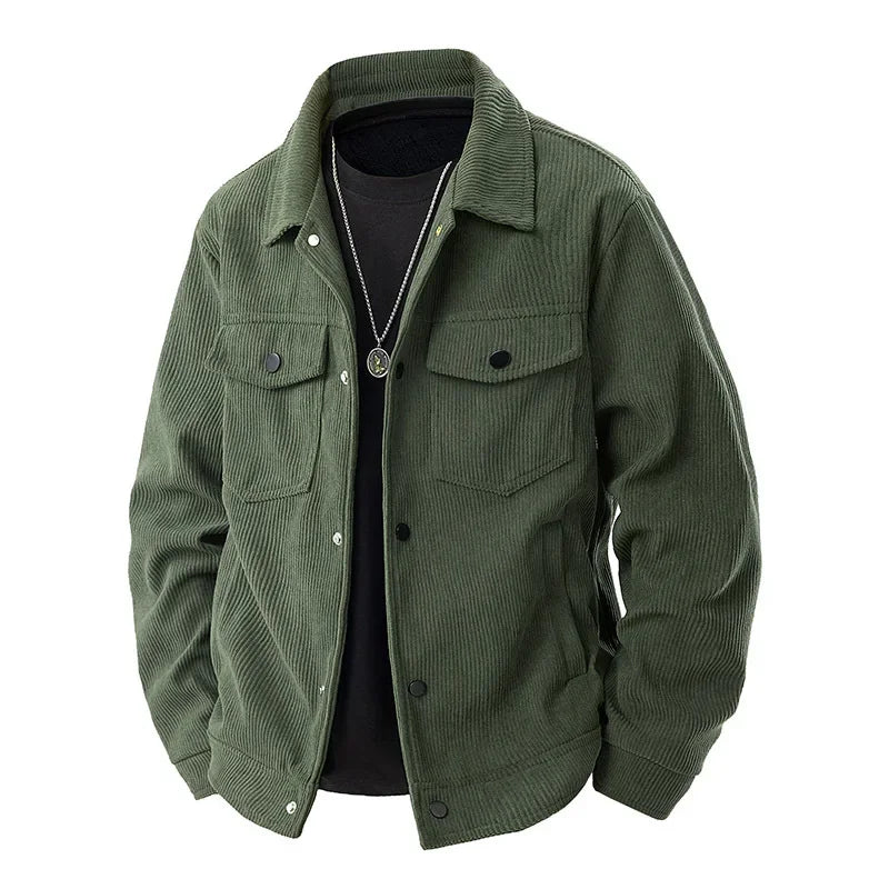 Cevori Button-Front Jacket with Shirt Collar & Pockets