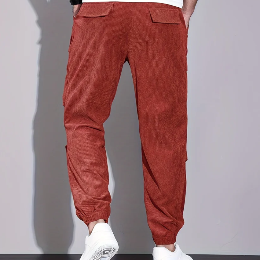 Cevori Stylish Fit Corduroy Trousers with Pockets