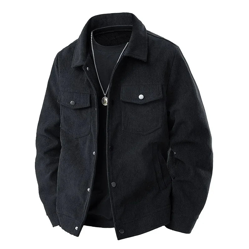 Cevori Button-Front Jacket with Shirt Collar & Pockets