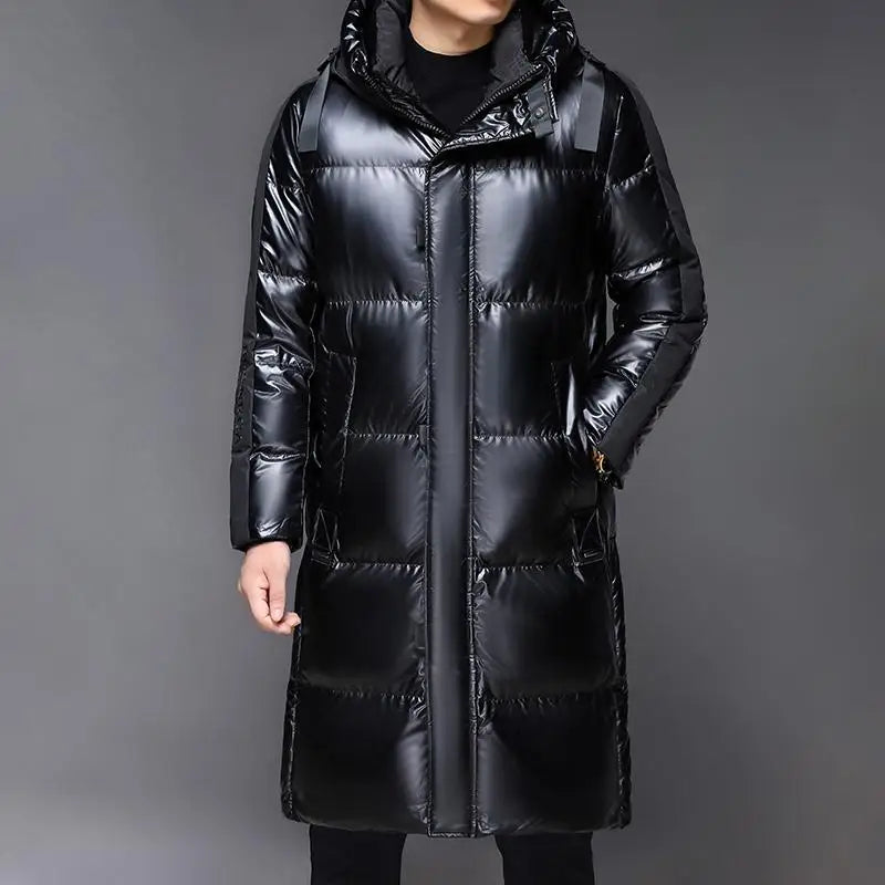 Cevori Black Long Jacket with Hood for Winter