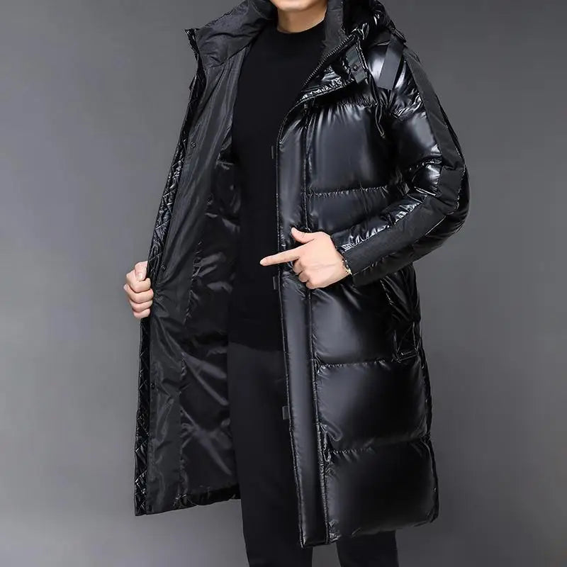 Cevori Black Long Jacket with Hood for Winter