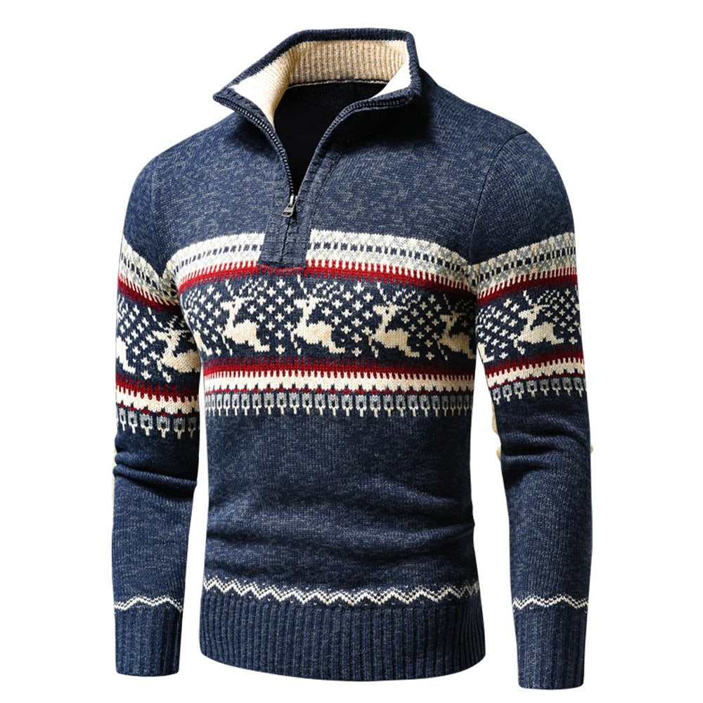 Cevori Festive Winter Style Knitted Zip Jumper
