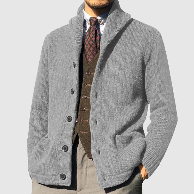 Cevori Modern Shawl Collar Knit Cardigan