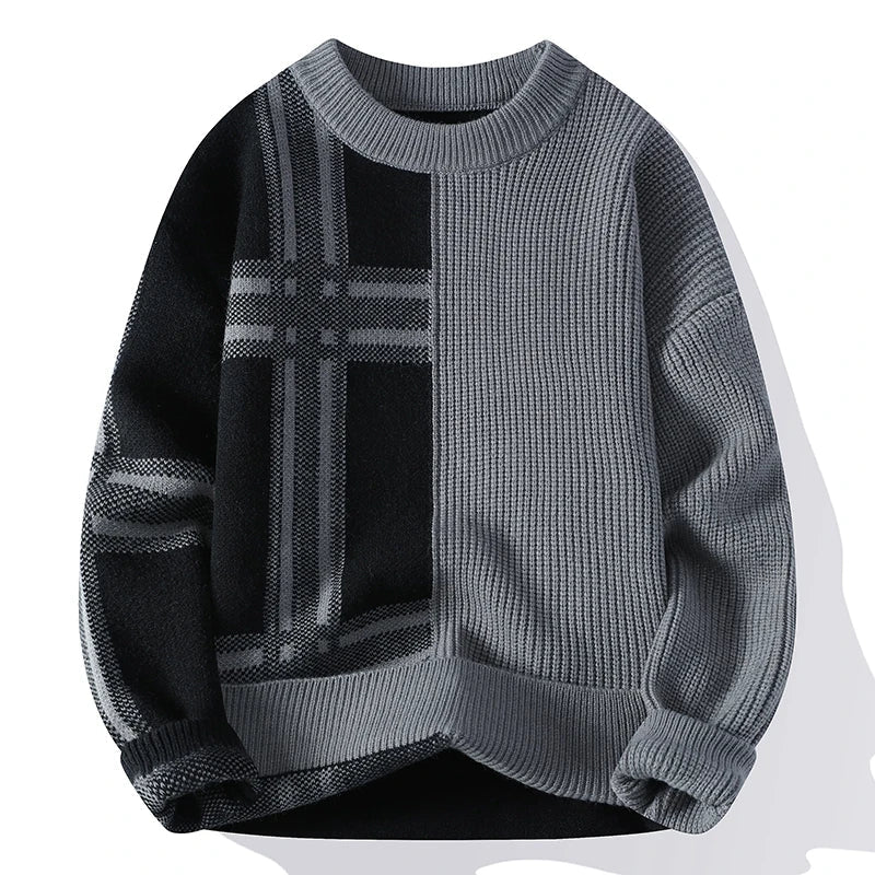 Cevori Modern Style Patchwork Crew Neck Jumper
