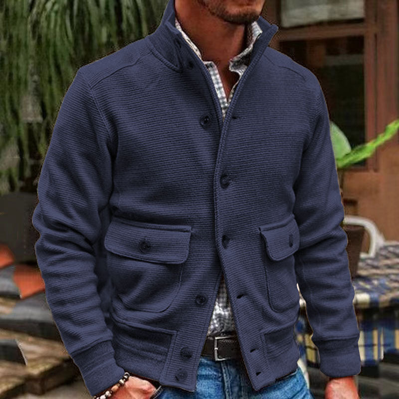Cevori Stand Collar Solid Colour Jacket