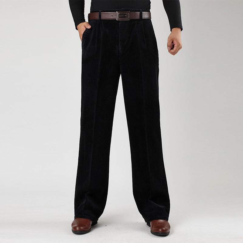 Cevori Wide Leg Corduroy Trousers with Pleats