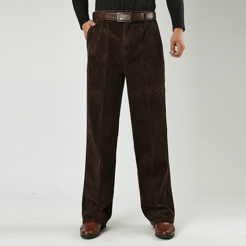 Cevori Wide Leg Corduroy Trousers with Pleats