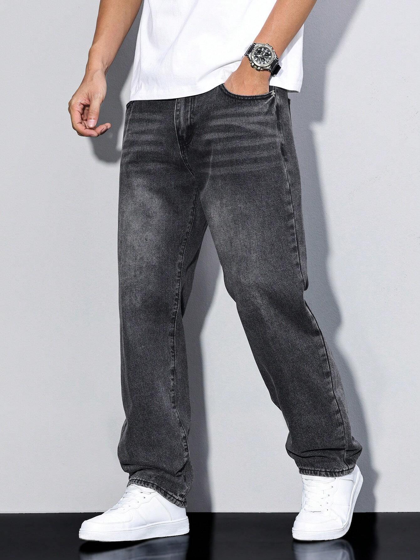 Cevori Solid Color Comfortable Fit Casual Jeans