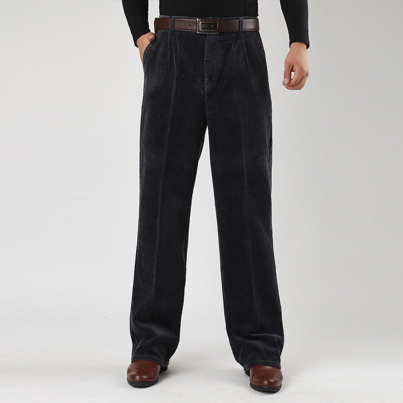 Cevori Wide Leg Corduroy Trousers with Pleats