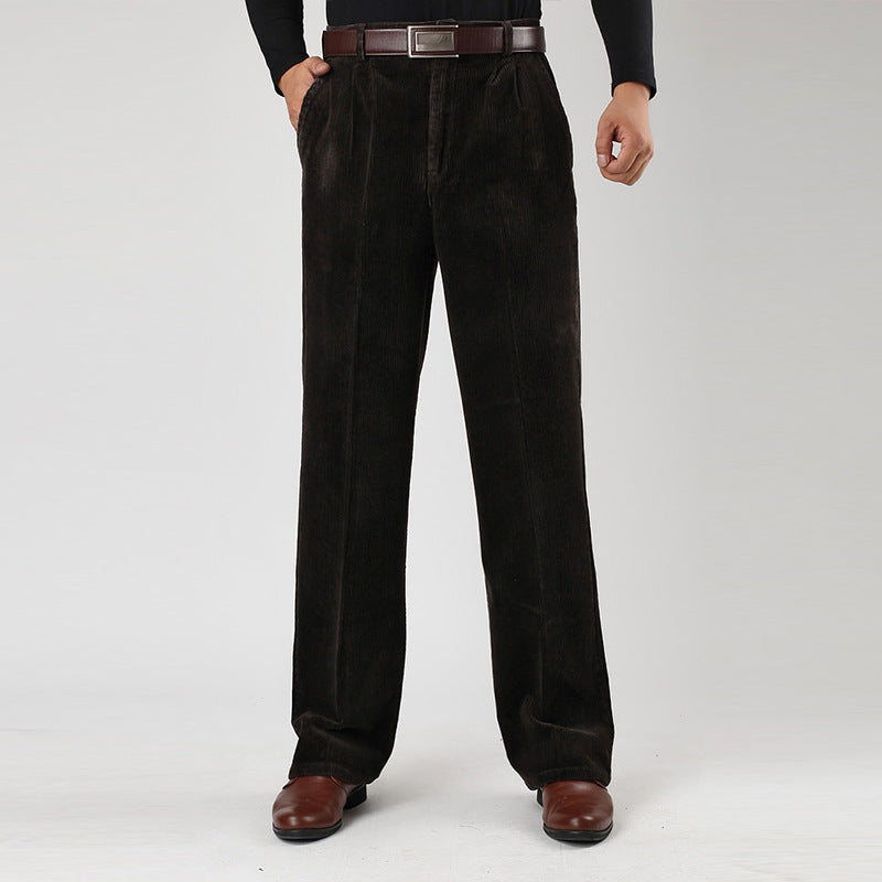 Cevori Wide Leg Corduroy Trousers with Pleats