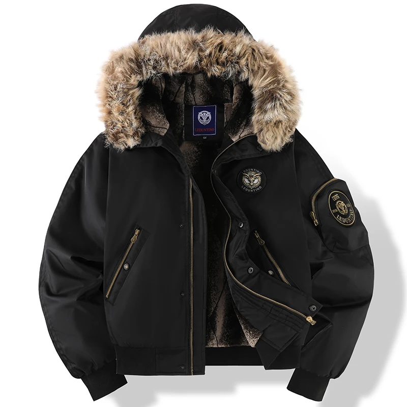Cevori Quilted Lining Faux Fur Hooded Bomber Jacket