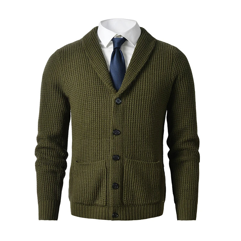 Cevori Shawl Collar & Front Pockets Knit Cardigan