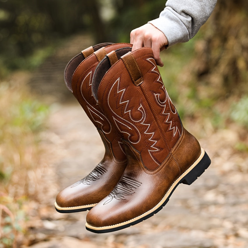 Cevori Vintage Embroidered Style Western Cowboy Boots