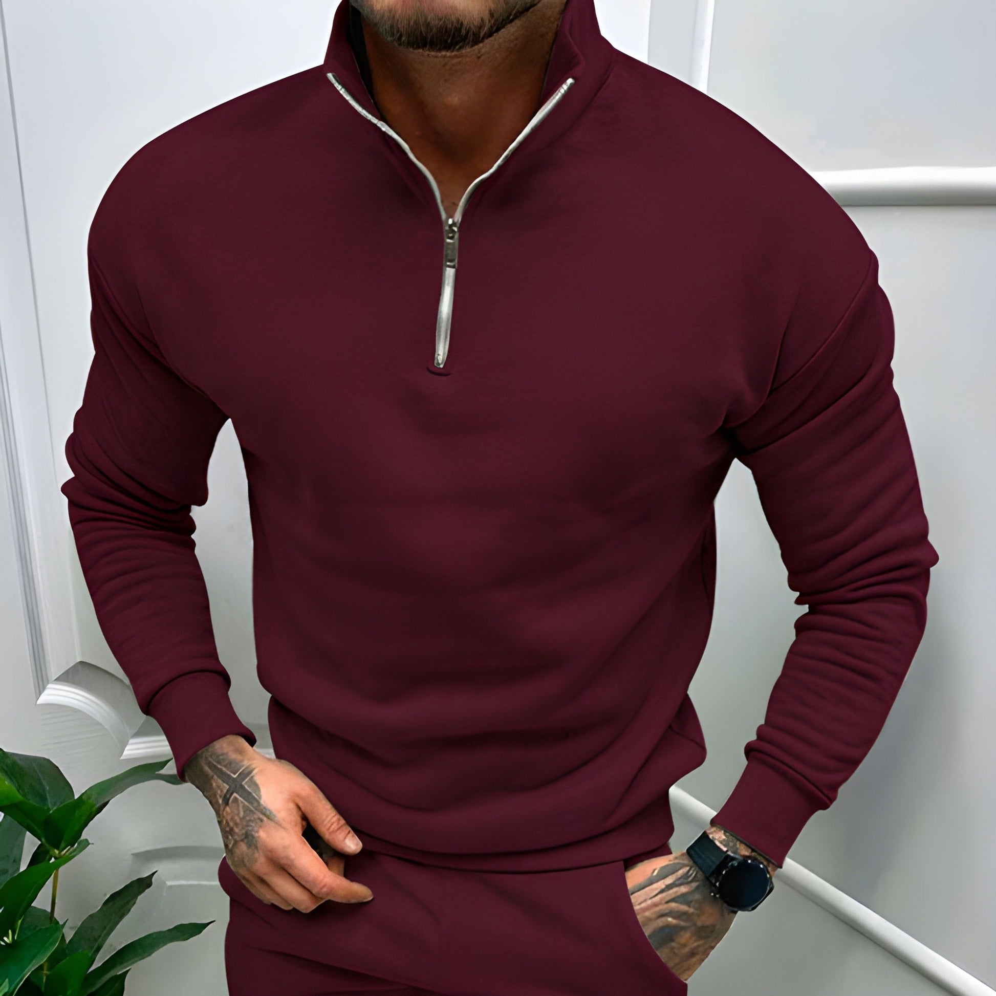 Cevori Casual Style Comfort Fit Half Zip Jumper