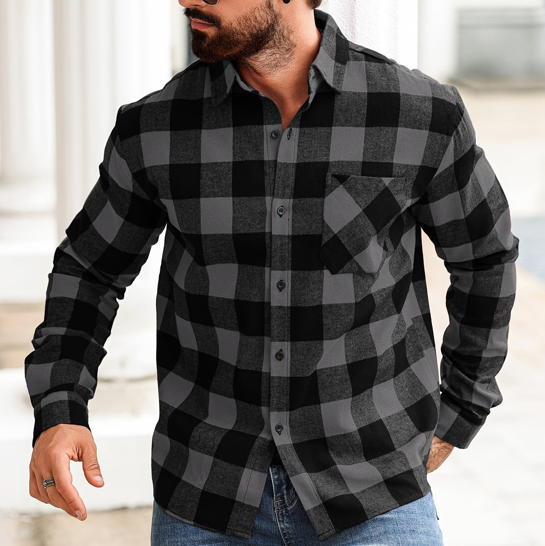 Cevori Casual Checked Pattern Long Sleeve Shirt