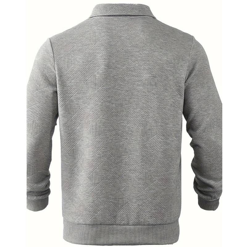 Cevori Geometric Zip & Reverse Collar Jumper
